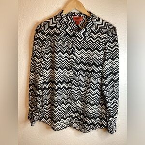 Target Chevron Print Button-Up Blouse, Size XL